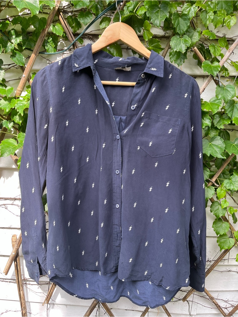 Rails Navy Button-Down Shirt with White Lightning Bolts